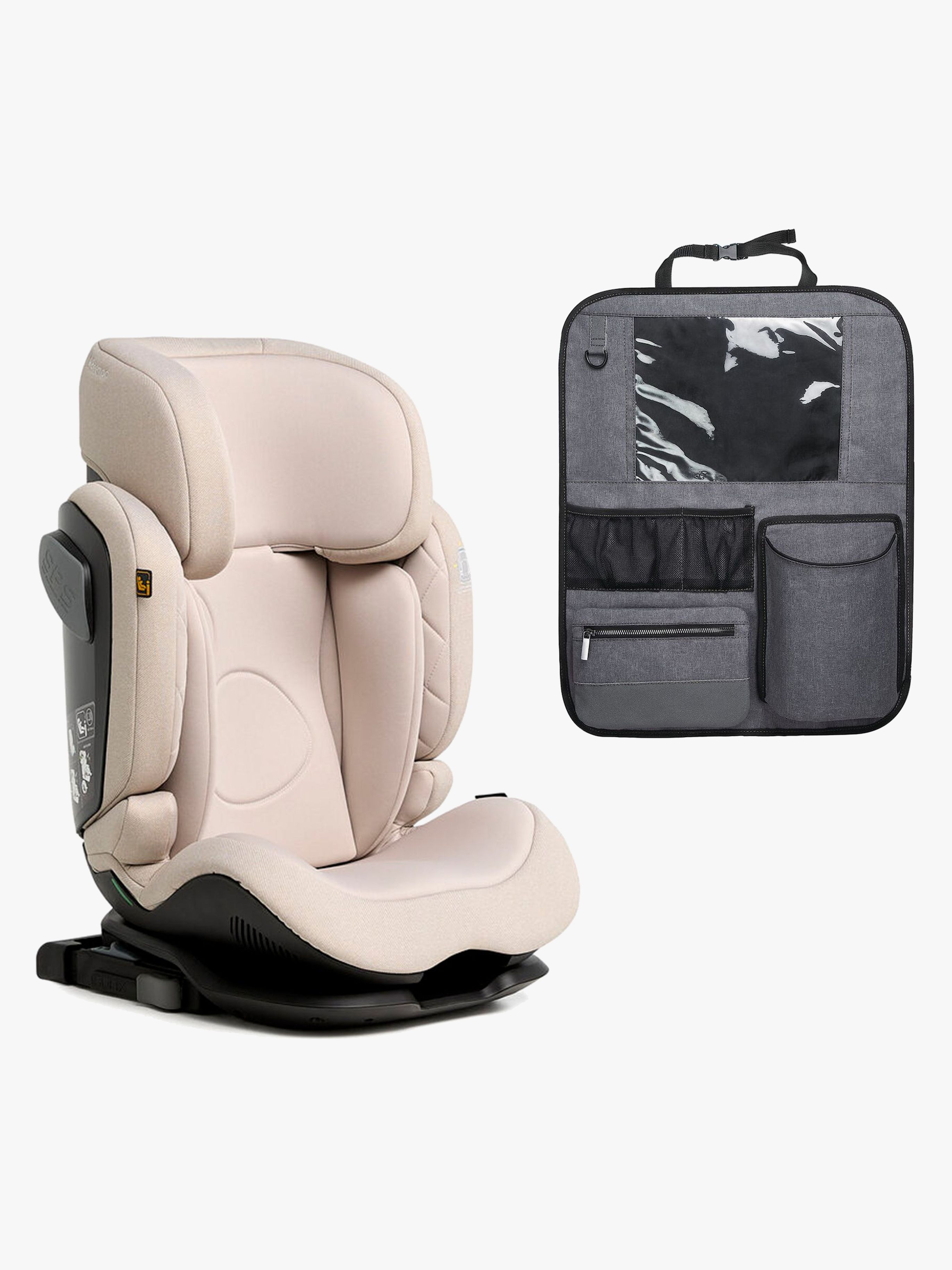 Beemoo Recline i-Size Bältesstol inkl. Beemoo Deluxe Sparkskydd med Förvaring, Oat