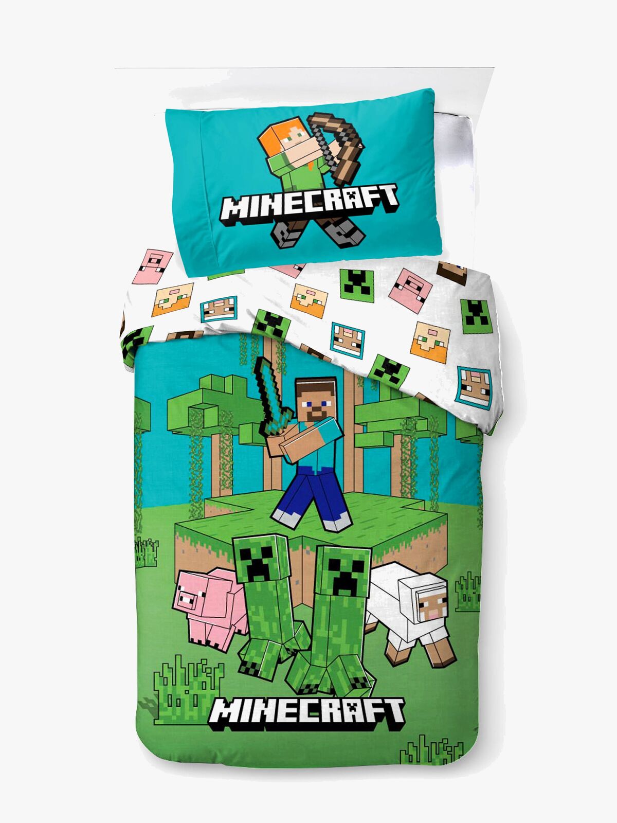 Minecraft Jungle Explore Bäddset 140x200, Grön