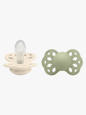 BIBS Infinity Smokker 2-pack Silikon Str 1 Symmetrisk, Ivory/Sage