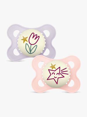 MAM Original Night Nappar Silikon 2-Pack 0-6m, Rosa