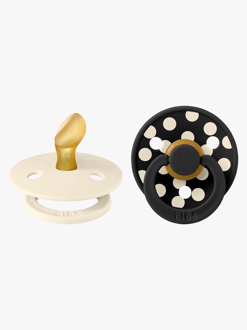 BIBS Studio Colour Polka Napp 2-Pack Latex Stl 1 Anatomisk, Ivory/Black