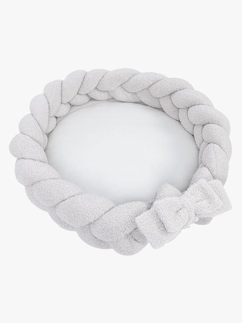 MeowBaby Bearly Babynest med Flätat Skydd & Lekmatta, Offwhite