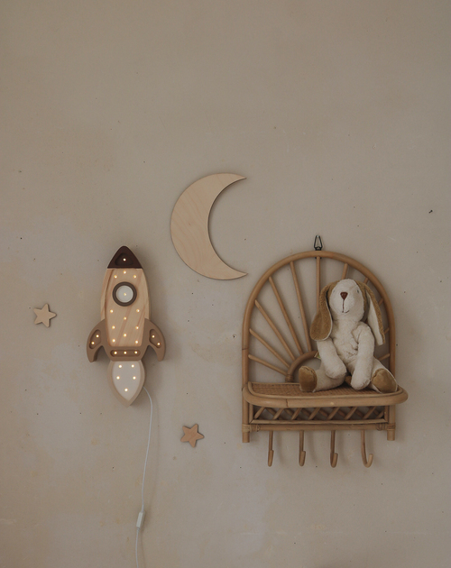 Little Lights Lampa Rymdraket, Cappucino Wood