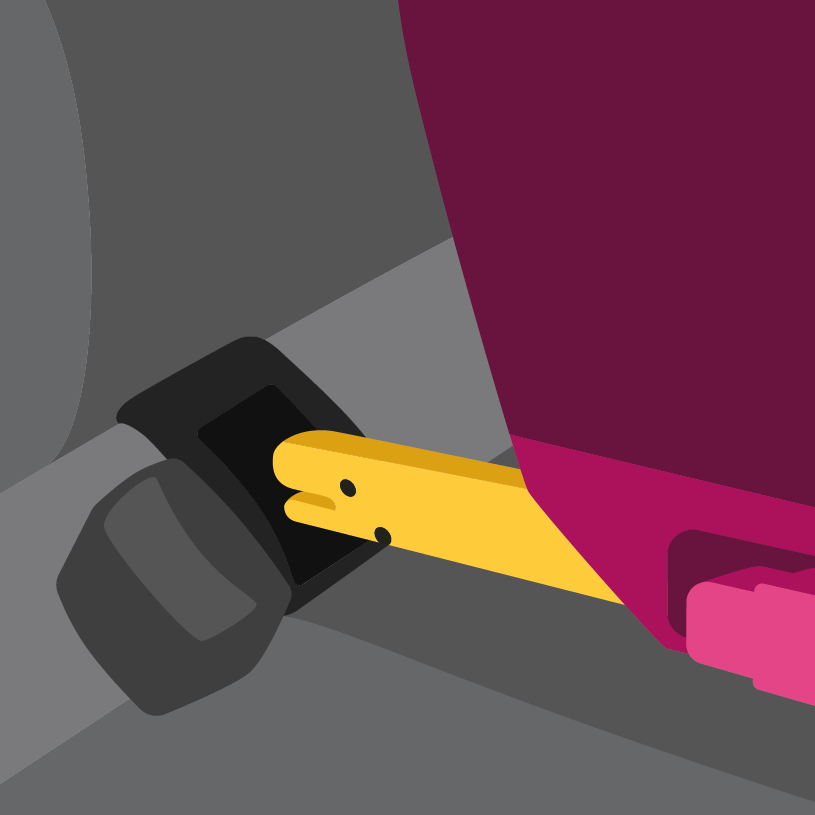 Illustration av en säkerhetsbälteslåsning i ett fordon.