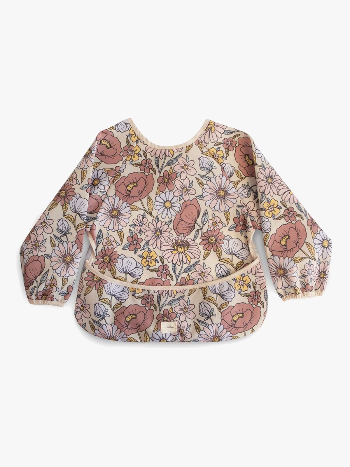 Mushie  Långärmad Haklapp, Retro Flowers