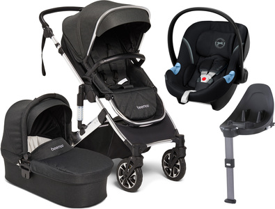 Beemoo Maxi 4 Duovagn inkl. Cybex Aton M, Black/Silver