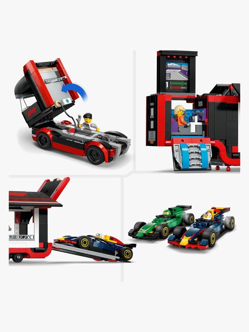 LEGO City 60445 F1 lastbil med RB20 & AMR24 F1 bilar