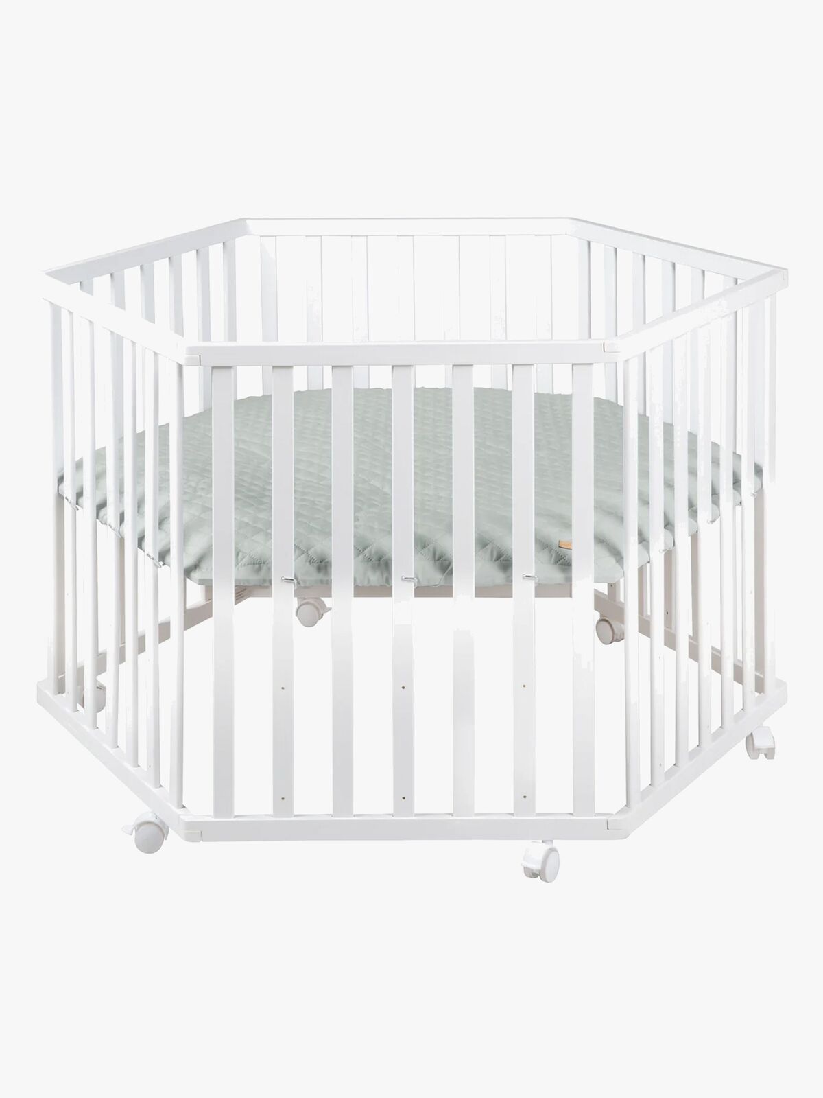 Roba Hexagon Lekhage med Hjul, White & Green