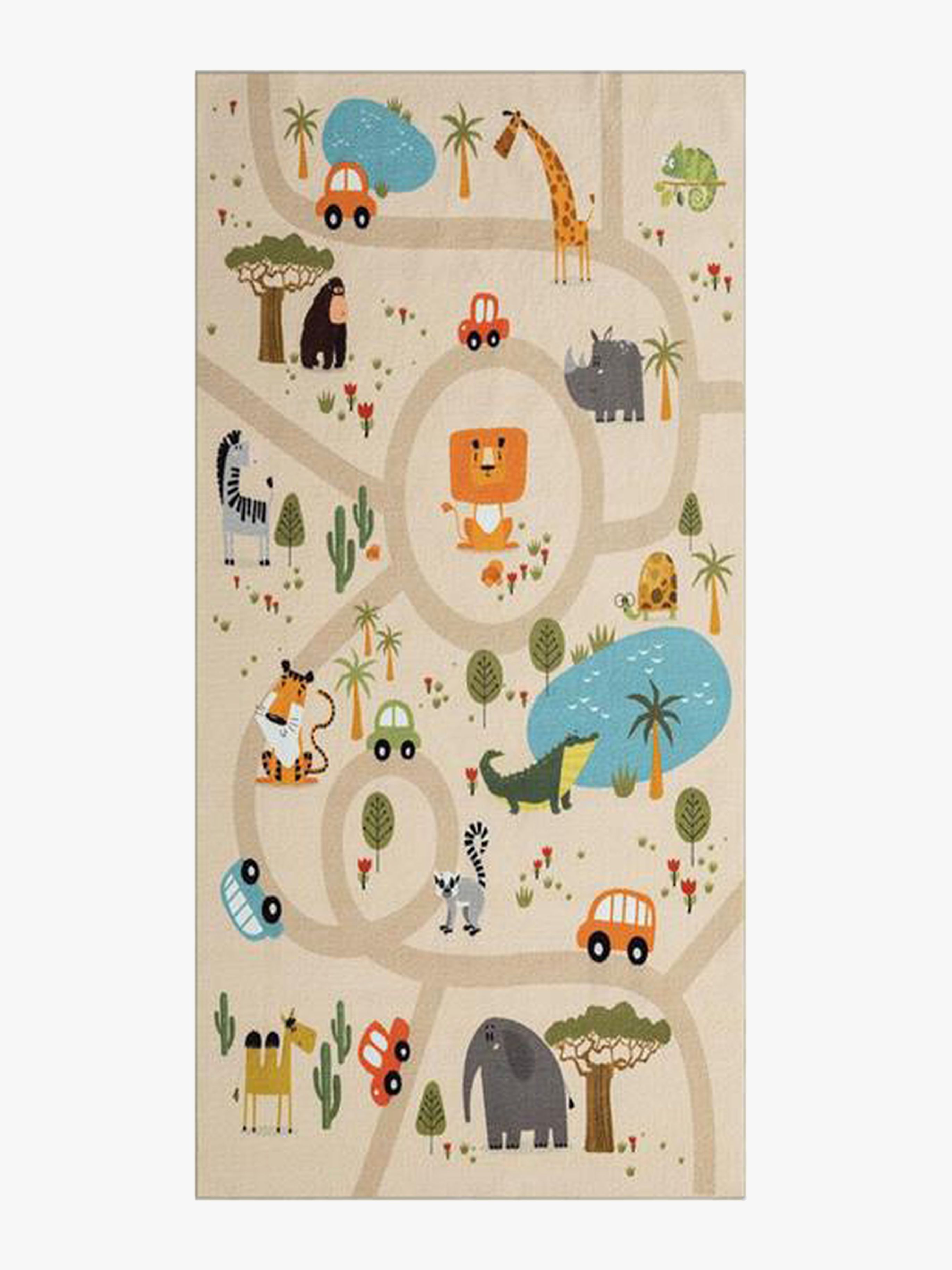 KMCarpets Play Animals Barnmatta 80x150, Linne, Barnrum