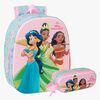Disney Princess 3D Ryggsäck 8,5L & Pennfodral, Blå/Rosa