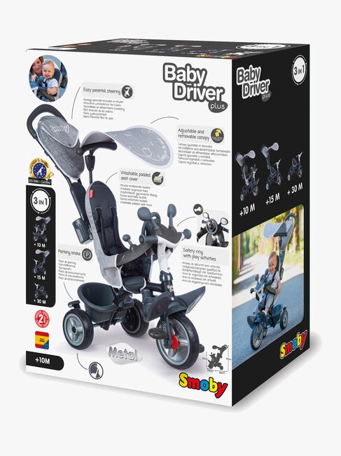 Smoby Trehjuling Baby Driver Plus, Grå