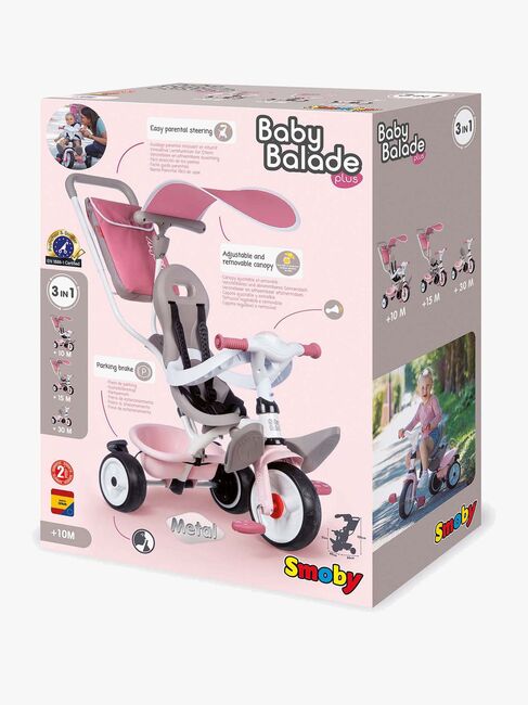 Smoby Trehjuling Baby Balade Plus, Rosa