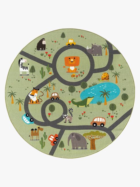KMCarpets Play Animals Rund Matta 120, Grön