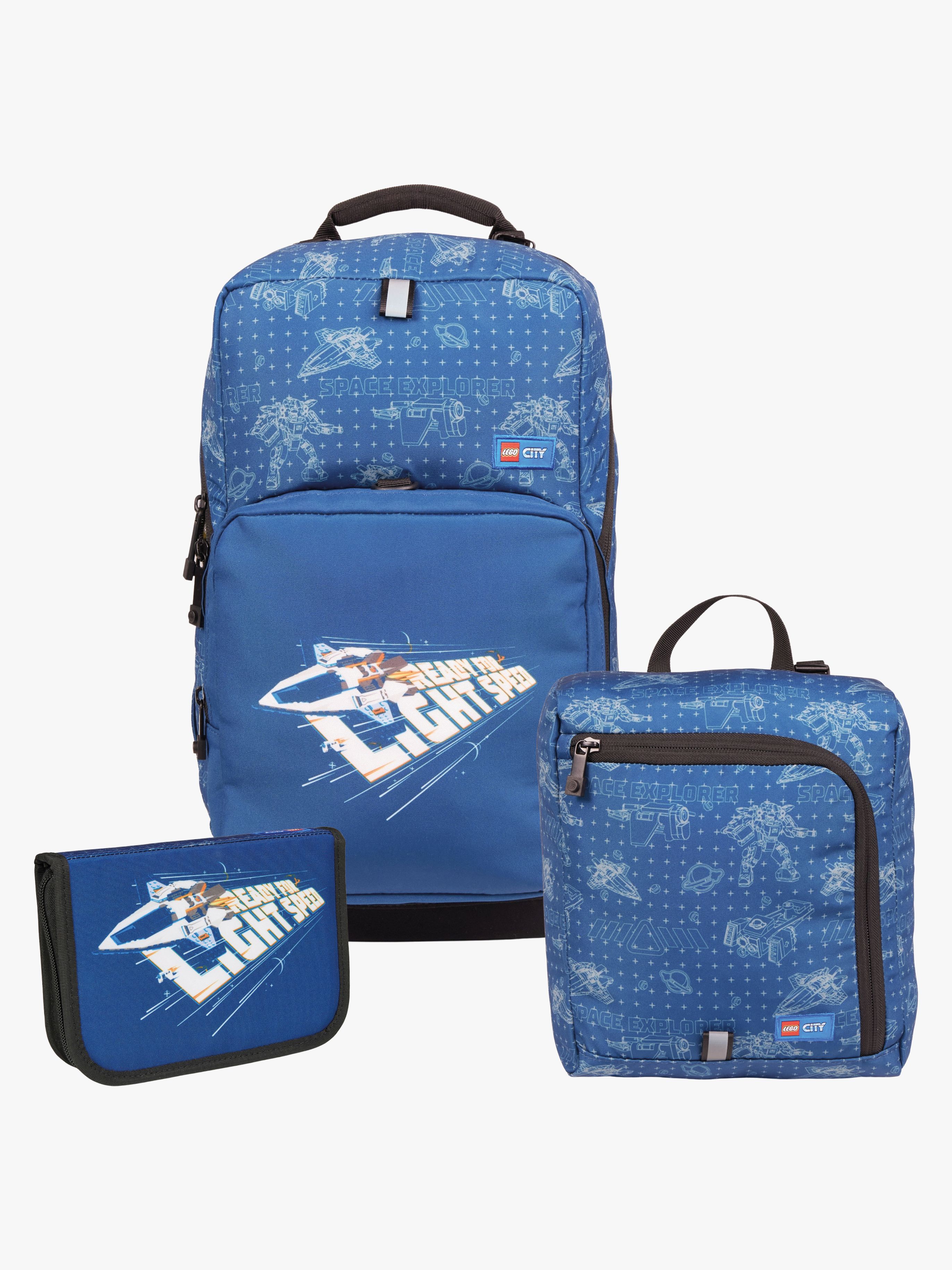 LEGO® City Space Explorer Väskset 20,5L med Fästbar Gympapåse &  Fyllt Pennfodral, Blå