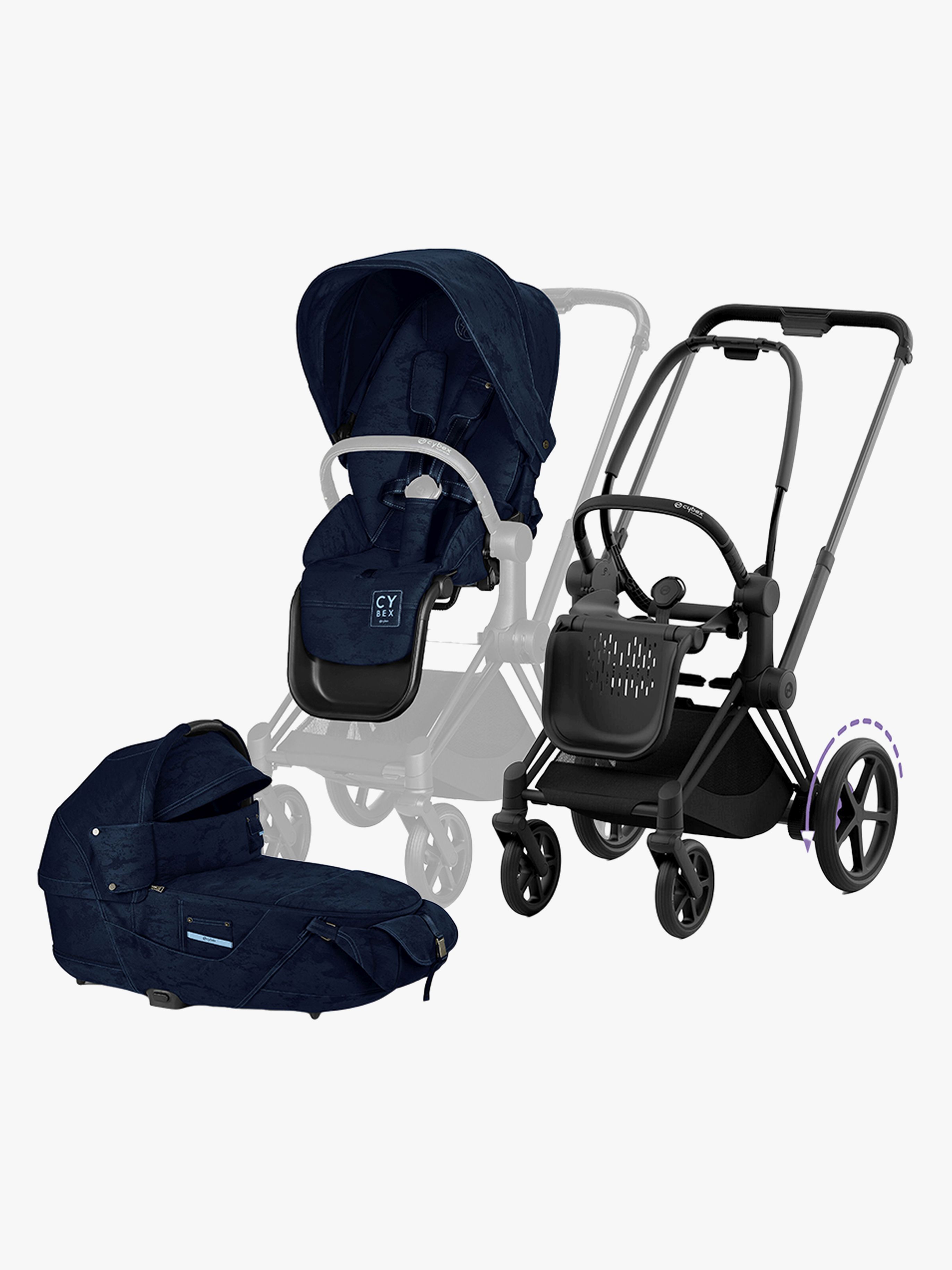 Cybex e-Priam Duovagn, Matt Black/Rebellious Luxury Denim Blue