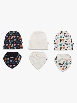 MiniMys Mössa & Bib 6-pack Art, Marshmallow