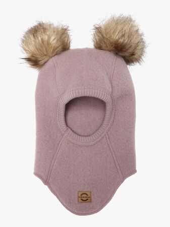 Mikk-Line Balaklava Merinoull med Pompoms, Twilight Mauve