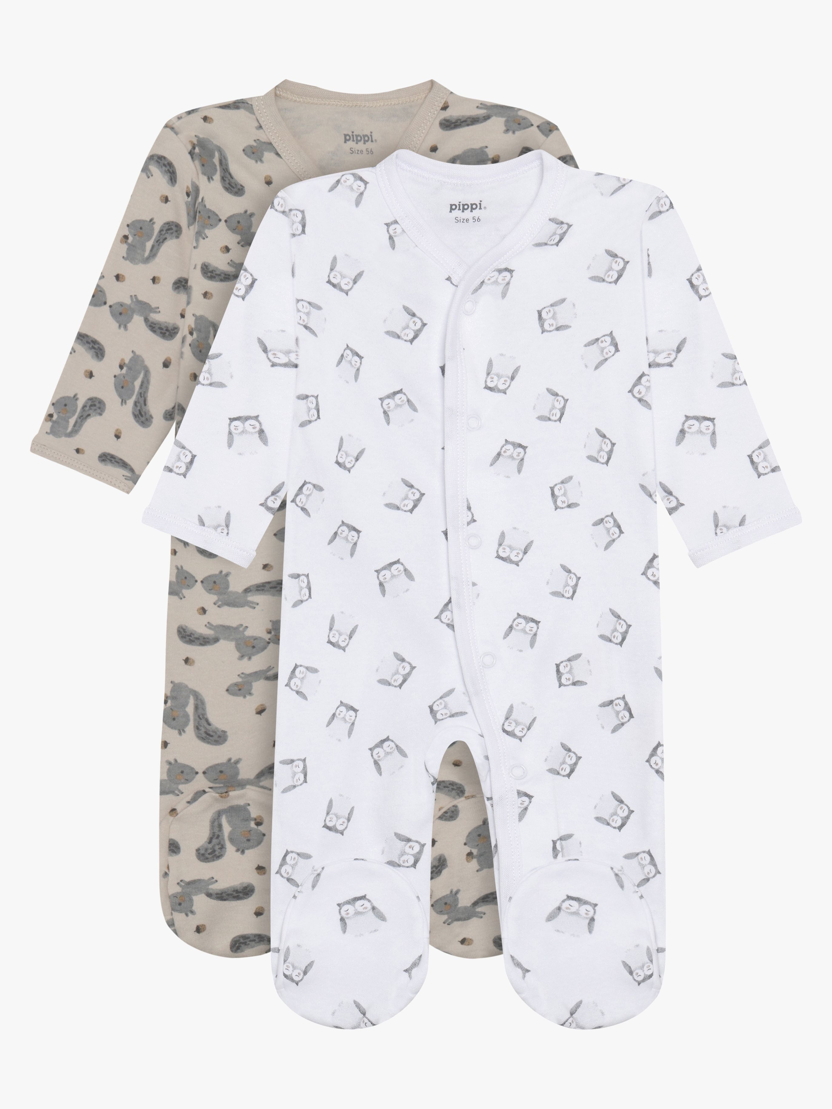 Pippi Baby Pyjamasdräkt med Fot 2-Pack, Rainy Day, 68