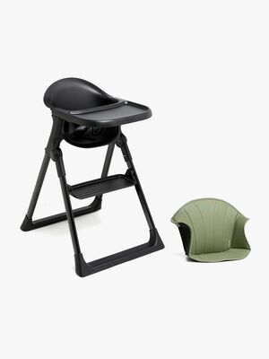 Beemoo CARE Harmony Hochstuhl inkl. Sitzkissen, All Black/Green