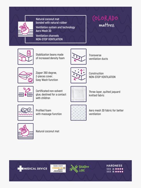 BabyMatex Colorado Barnmadrass med kokosmatta, 70x140 cm