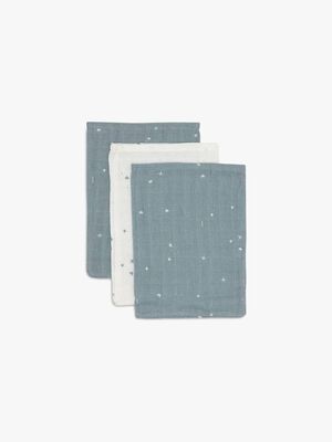 Jollein Tvättlappar Twinkling Muslin 3-Pack, Sea Green
