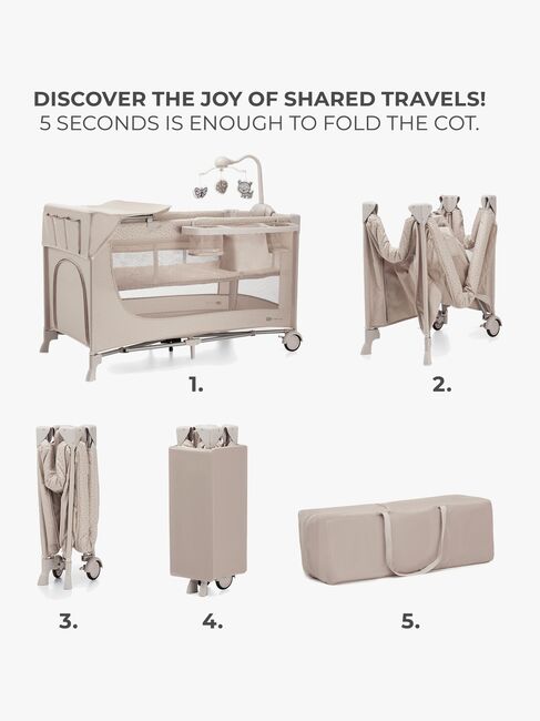 Kinderkraft JOY 2 Resesäng med Tillbehör, Beige