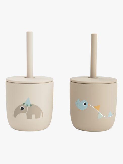 Done By Deer Celebration Sugrörsmugg Silikon 2-Pack, Sand