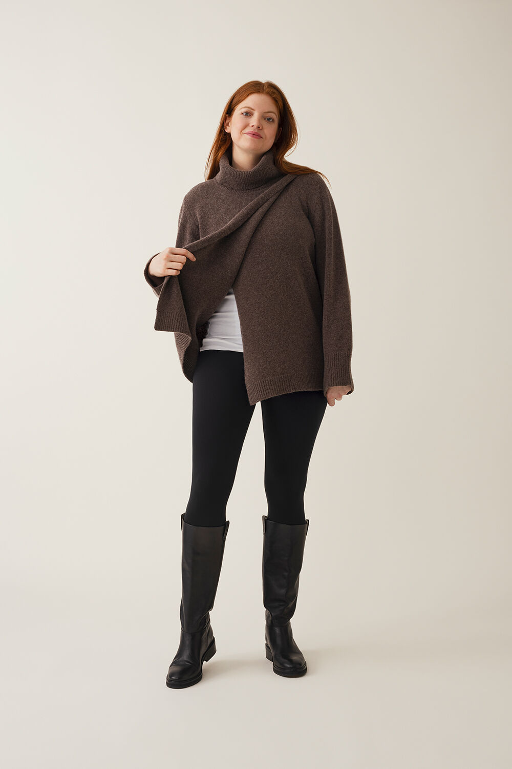 Boob Ull-Tunika XL Brun/Grå Melange