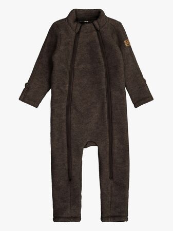 Mikk-Line Overall Merinoull, Dark Brown Melange