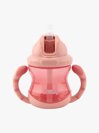 Nuby Twin Handle Flip It Mugg 240 ml +12 m, Rosa