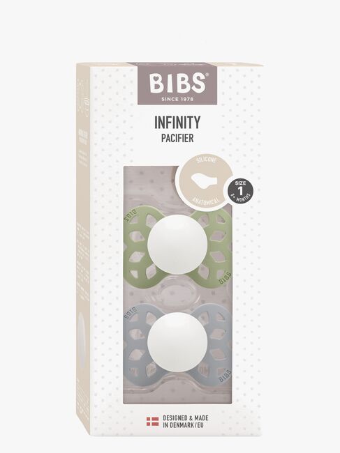 BIBS Infinity Nappar 2-Pack Silikon Stl 1 Anatomisk, Sage GLOW/Cloud GLOW