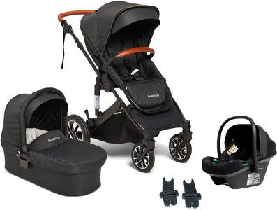 Beemoo Maxi 4 Duovagn Inkl. Beemoo Route i-Size Babyskydd, Black/Black Stone