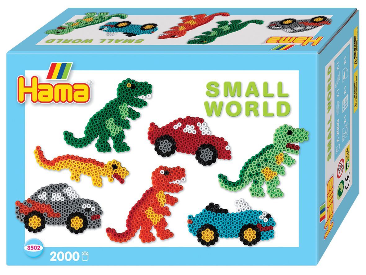 Hama Midi Pärlor Presentlåda Small World Dino Cars 2000 st