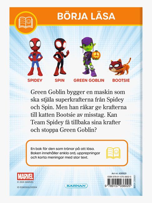 Egmont Kärnan Spidey & His Amazing Friends Börja Läsa Spidey Cat Bok