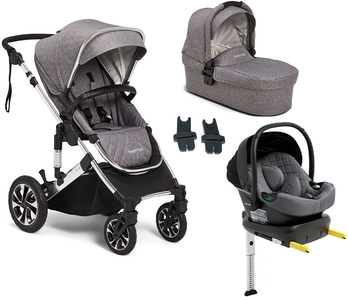 Beemoo Maxi 4 Duovagn Inkl. Beemoo Route Babyskydd & Bas, Grey Silver/Mineral Gray