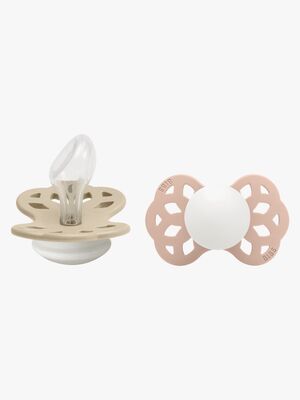 BIBS Infinity Nappar 2-Pack Silikon Stl 2 Anatomisk, Vanilla GLOW/Blush GLOW