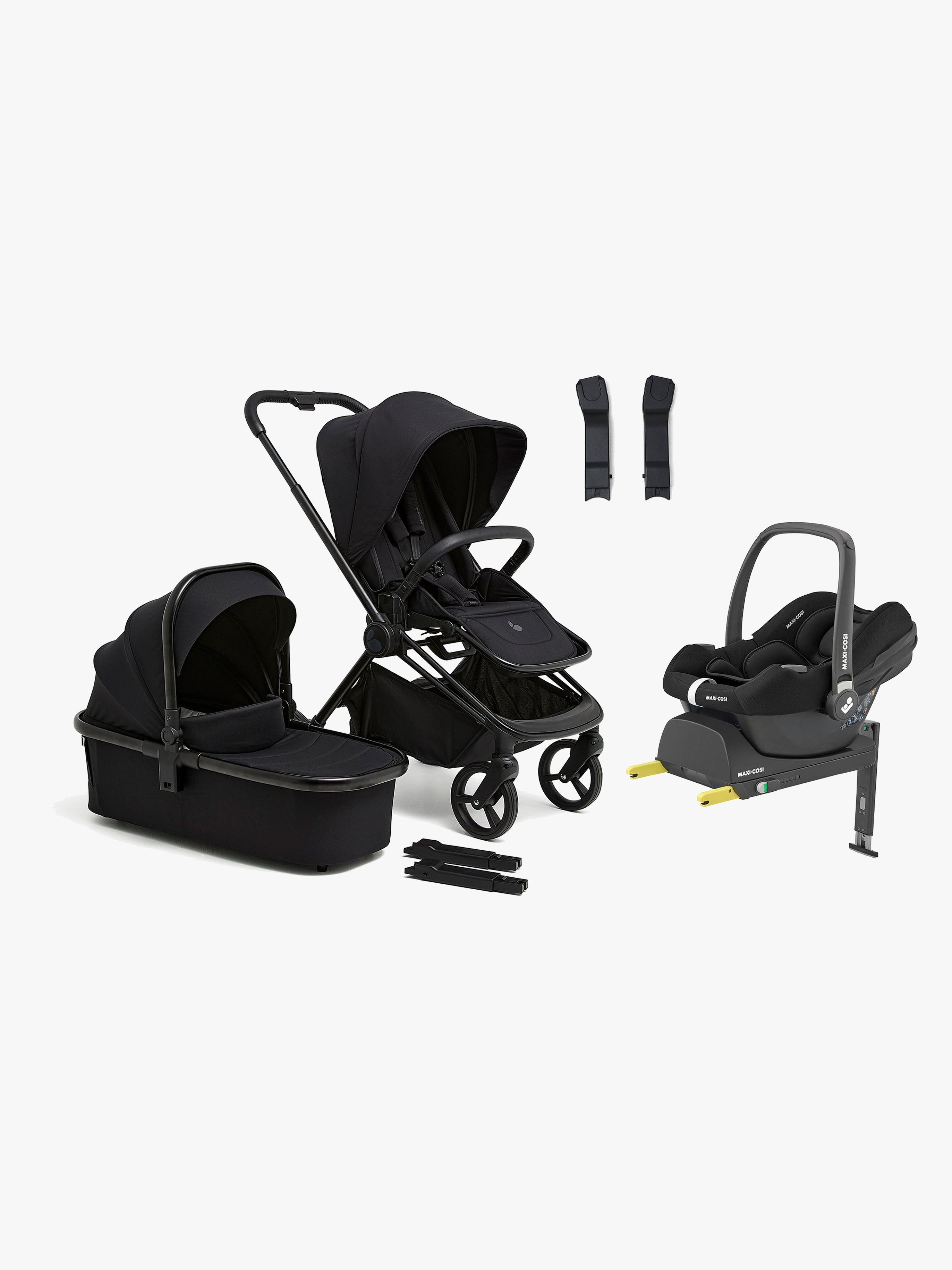 Beemoo One Duovagn inkl. Maxi-Cosi CabrioFix i-Size Babyskydd &  Bas, All Black/Essential Black