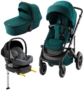 Britax Smile 5Z Duovagn inkl. Beemoo Route Babyskydd & Bas, Atlantic Green/Mineral Grey