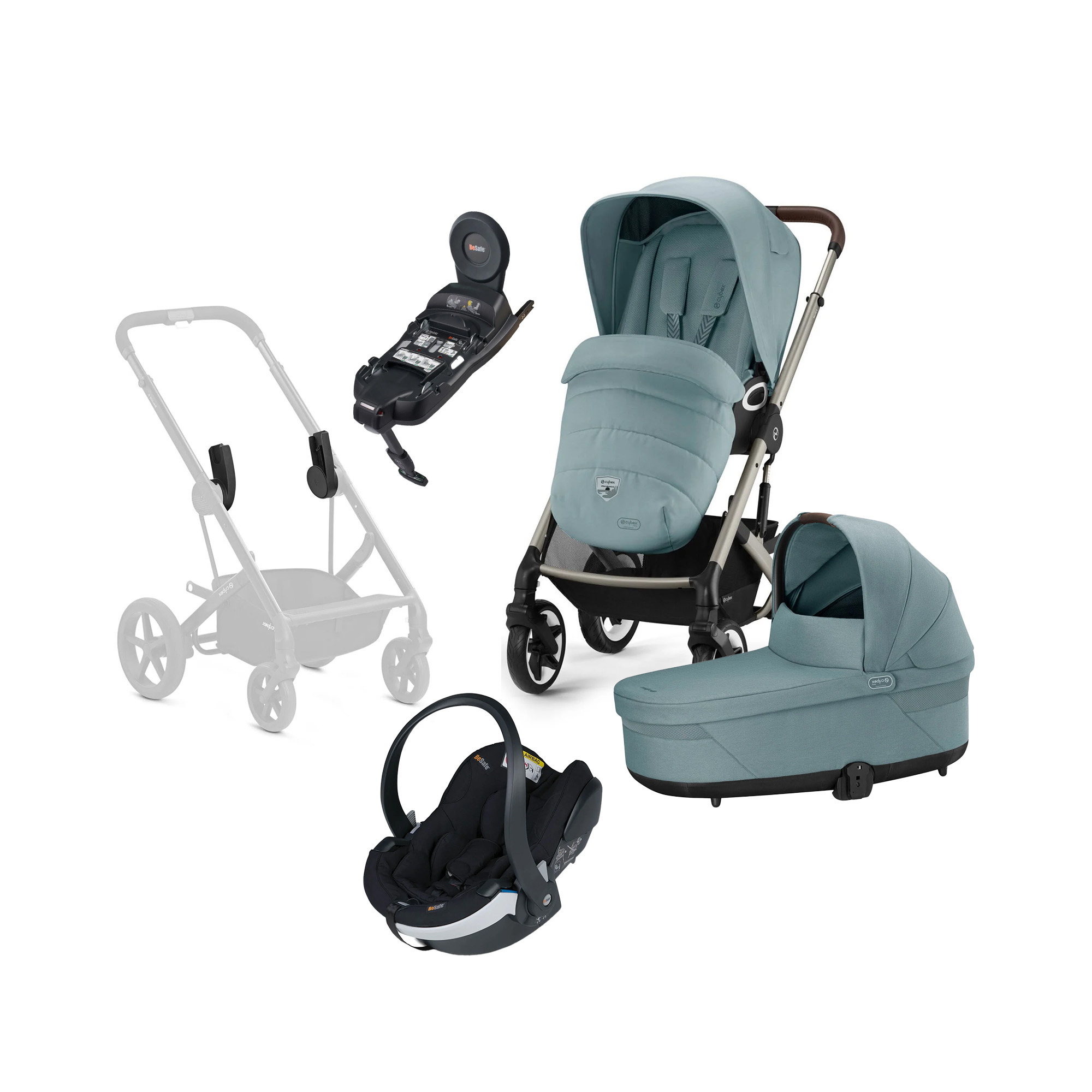 Cybex TALOS S Lux Duovagn inkl. BeSafe iZi Go Modular X2 &  Bas Sky Blue/Taupe