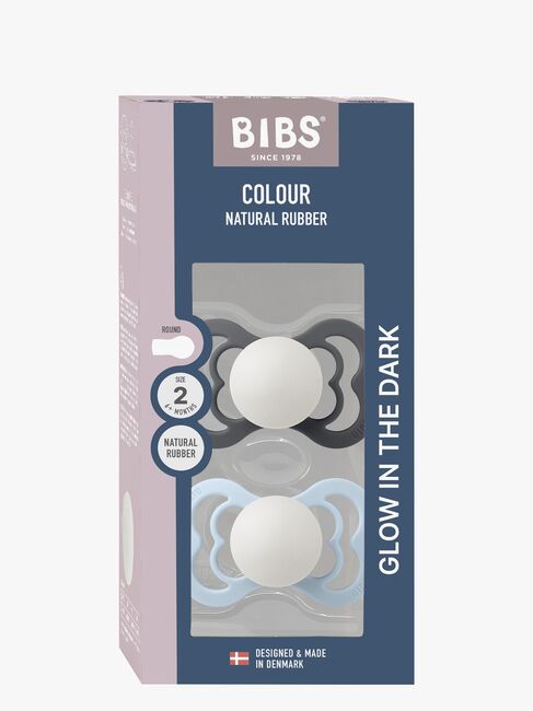 BIBS Supreme Napp 2-Pack Silikon Stl 2 Symmetrisk, Iron Glow/Baby Blue Glow