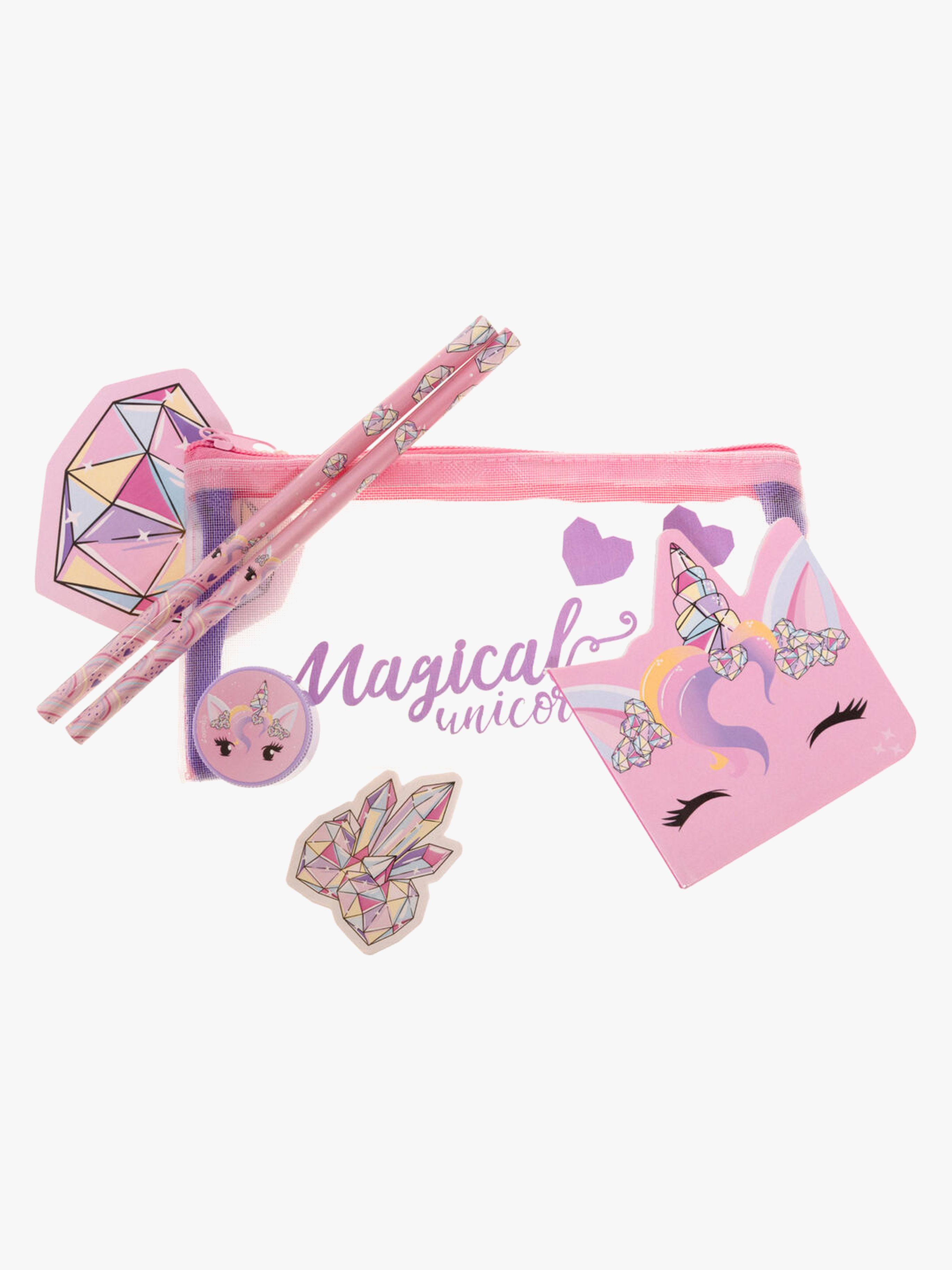 Unicorn Gems Pennfodral med Skrivset, Rosa