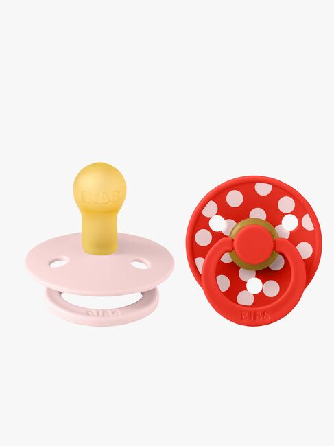BIBS Studio Colour Polka Napp 2-Pack Latex Stl 1, Blossom/Candy Apple