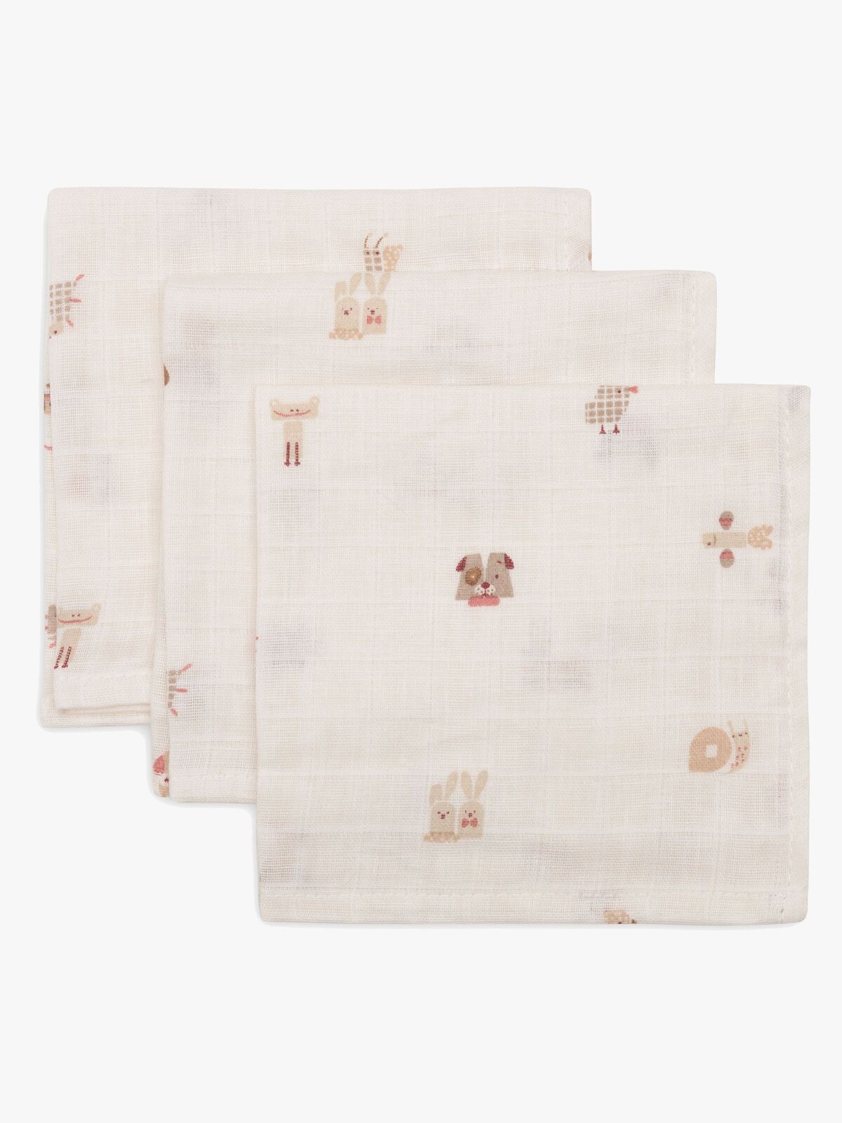 Jollein Tvättlappar 3-Pack, Animal Friends