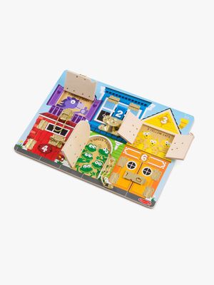 Melissa & Doug Låsbräda 6 Luckor Med Djur