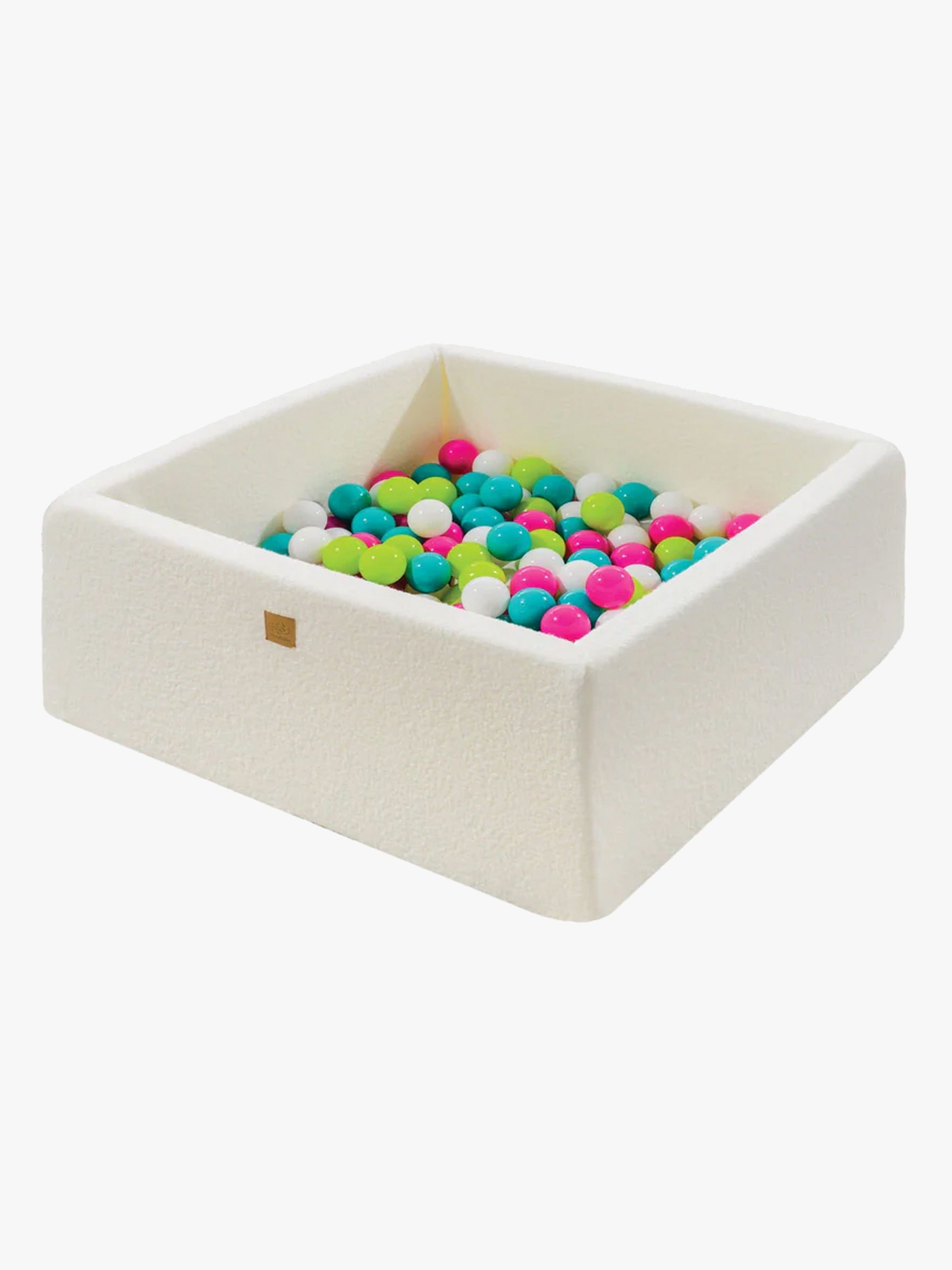 MeowBaby Boucle Square Bollhav, White/Lime Green/Dark Pink/Turquoise