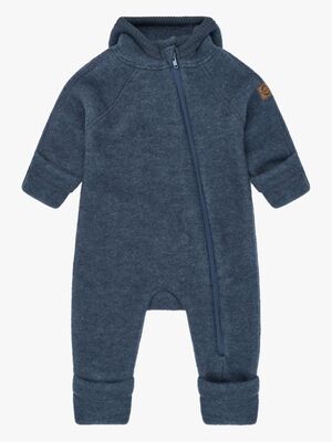 Mikk-Line Wolloverall Merinowolle Mit Ohren, Blue Melange