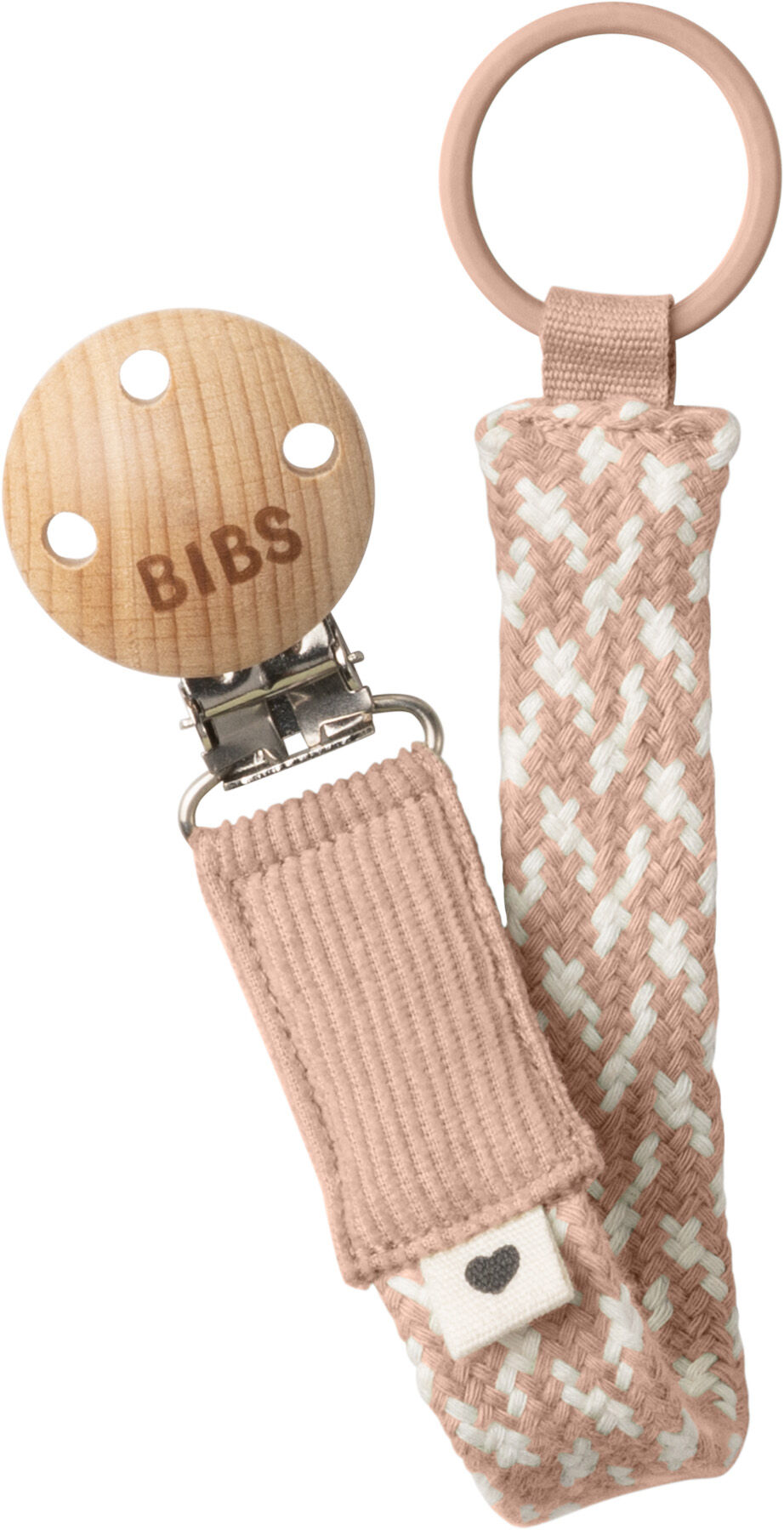 BIBS Napphållare Pacifier Braid Blush/Ivory
