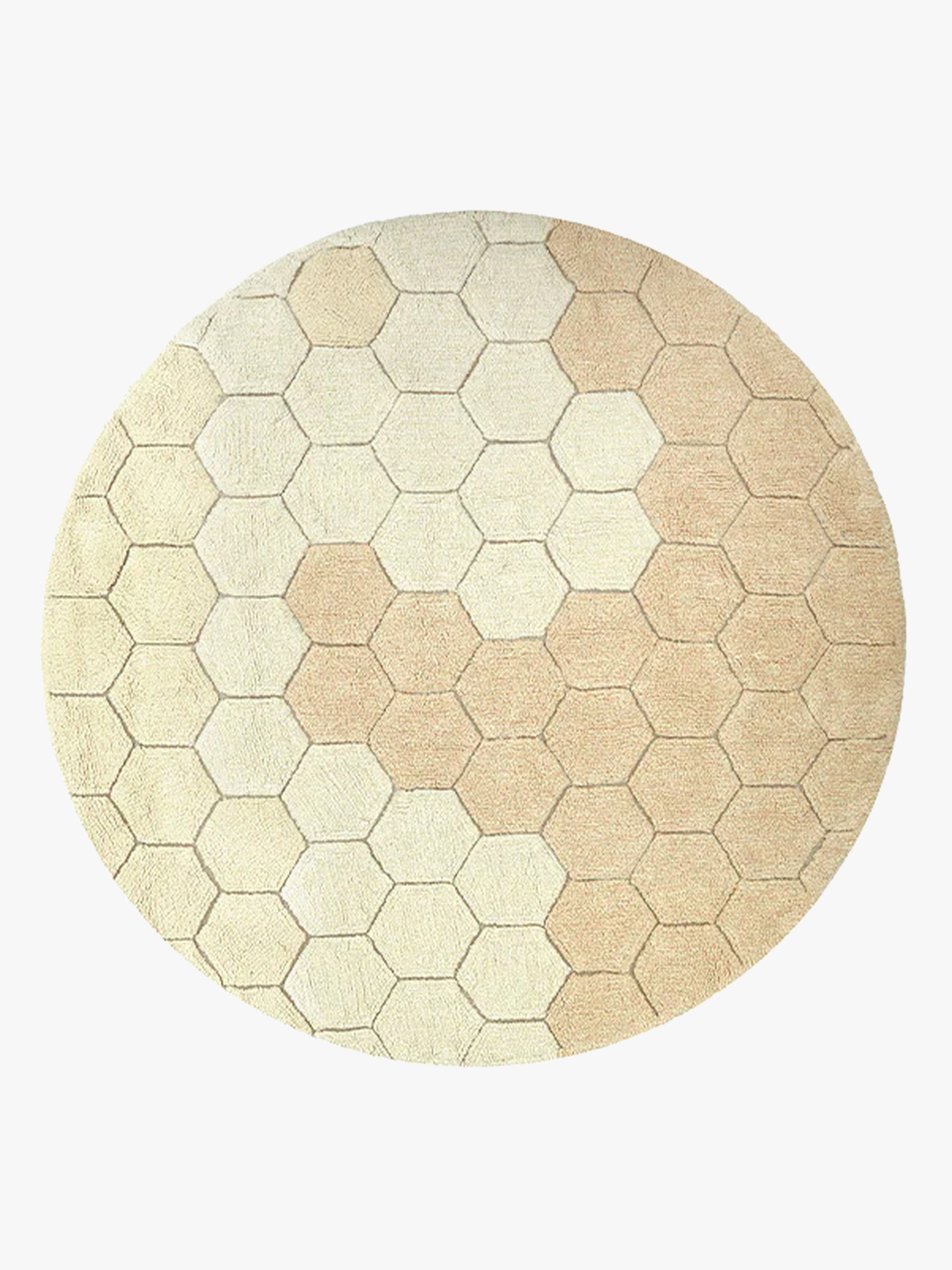 Lorena Canals Tvättbar Barnmatta 140 Rund Honeycomb, Guld, Barnrum