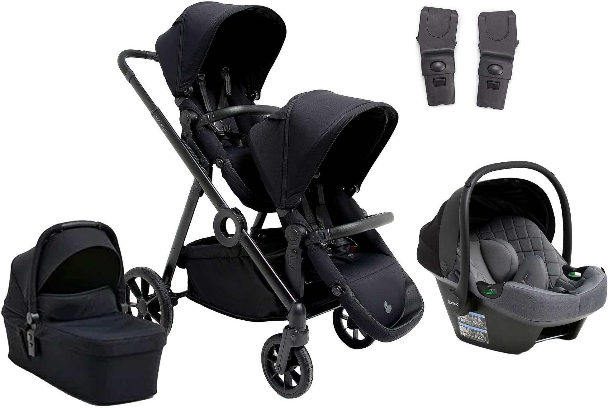 Beemoo Pro Multi 2 Syskonvagn Inkl. Route i-Size Babyskydd, Coffee Black/Mineral Grey