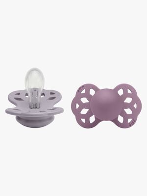 BIBS Infinity Smokker 2-pack Silikon Str 1 Symmetrisk, Fossil Grey/Mauve
